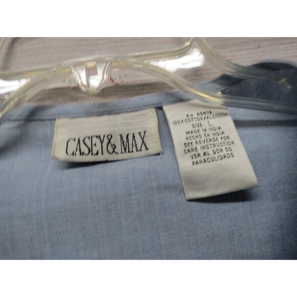 Vtg Casey & Max Blue Pinstripe Animal Print 2pc Set Vest Shirt Sz L Large - Picture 11 of 12